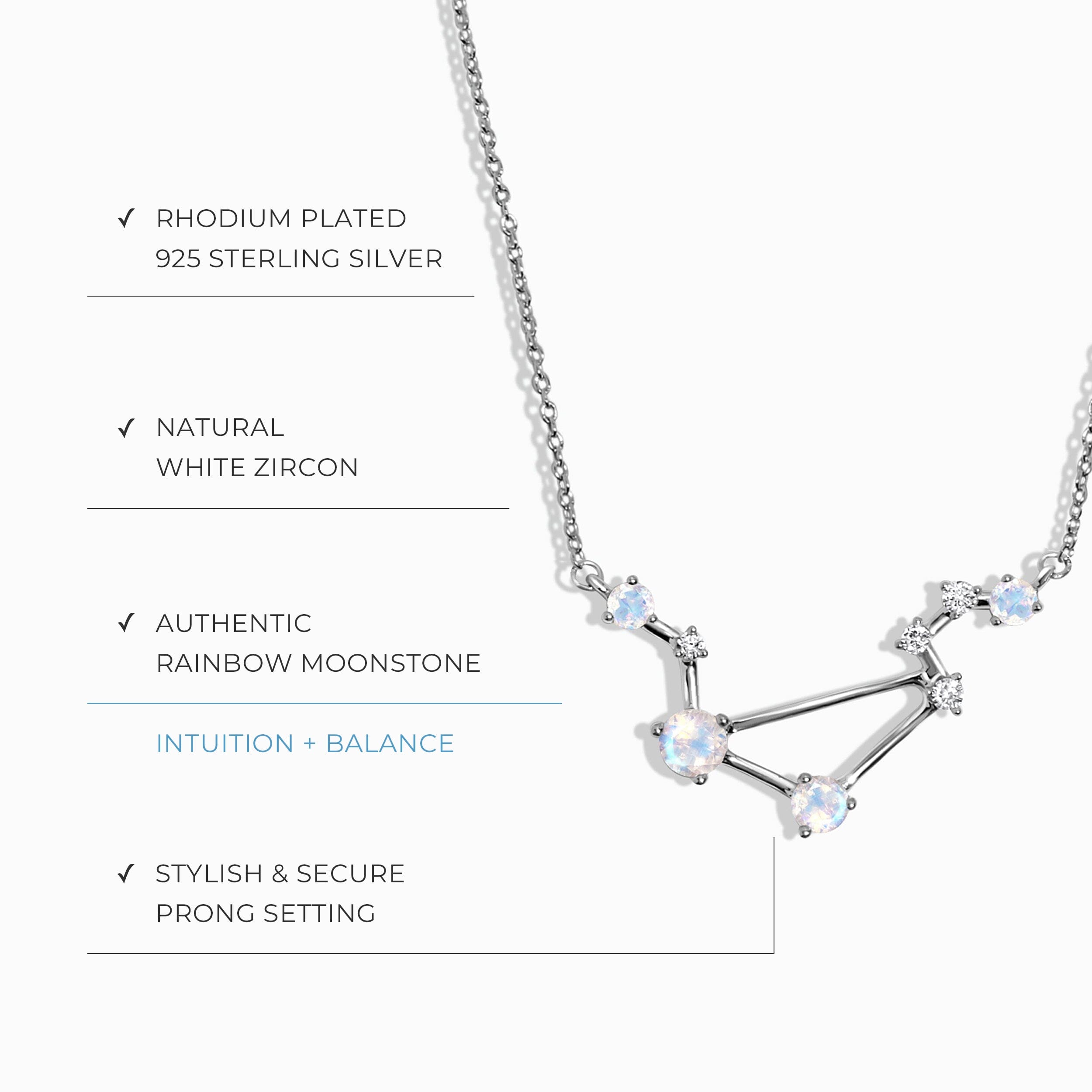 Libra Zodiac Constellation Necklace & Blue Sapphire Sway