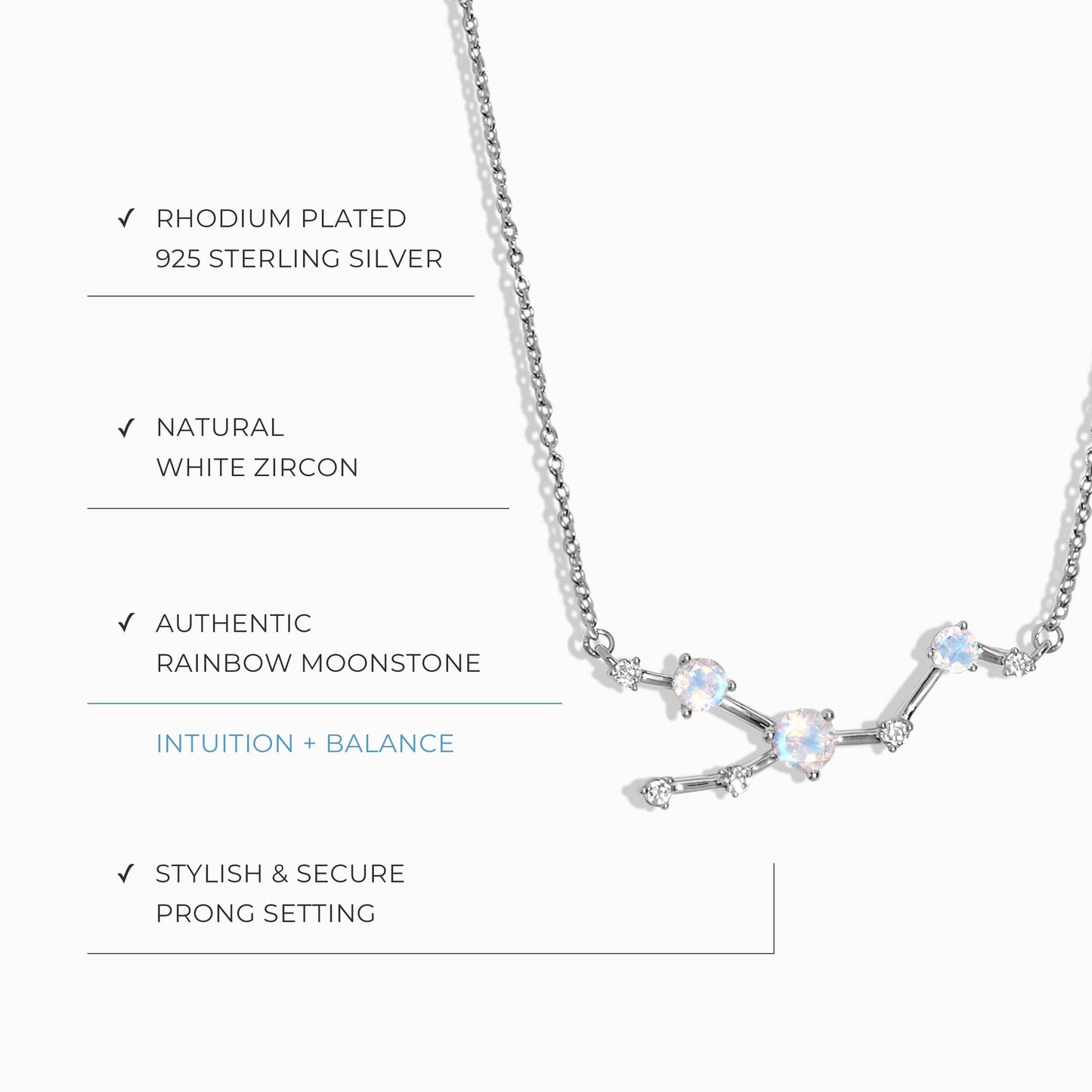 Collier constellation du zodiaque Taureau et topaze blanche