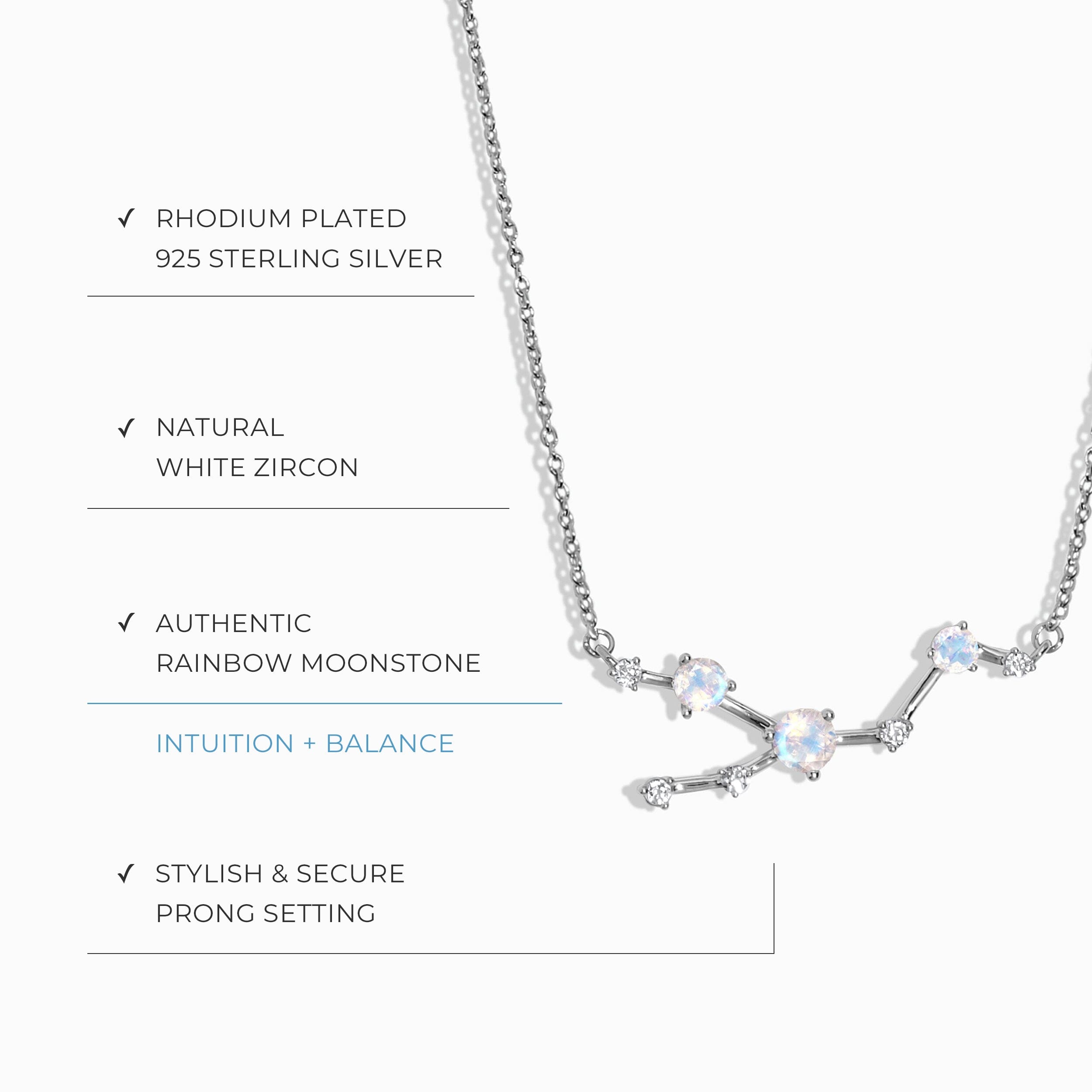 Taurus Zodiac Constellation Necklace & White Topaz Sway