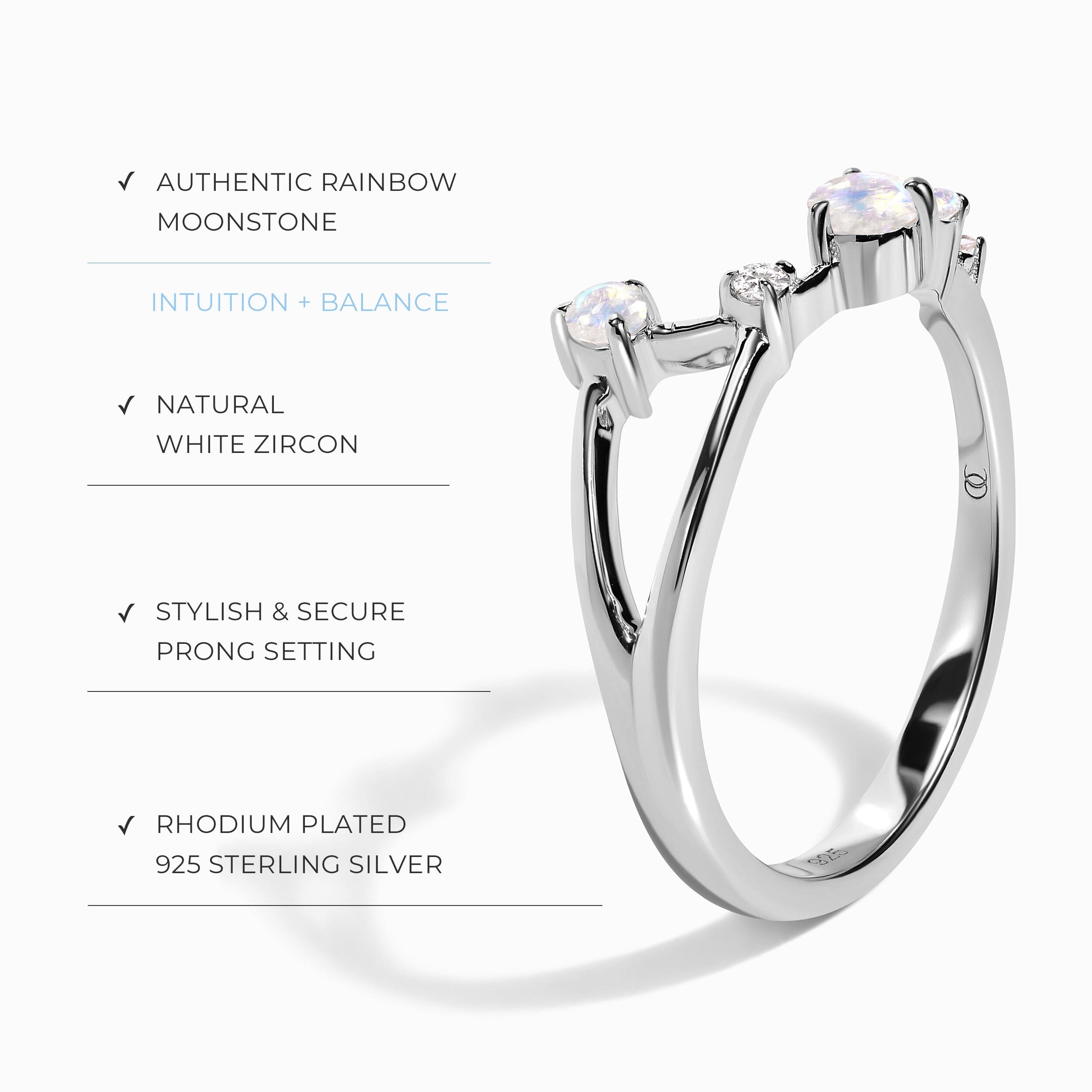 Moonstone Ring - Aries Zodiac Constellation