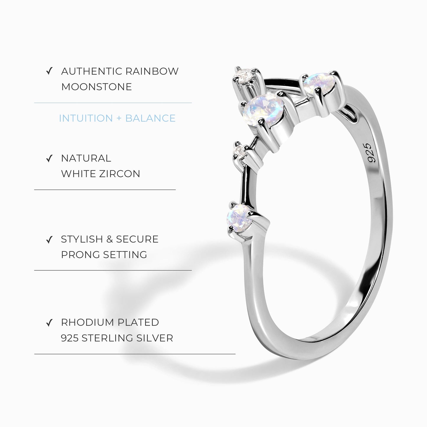 Bague en pierre de lune - Constellation du Cancer