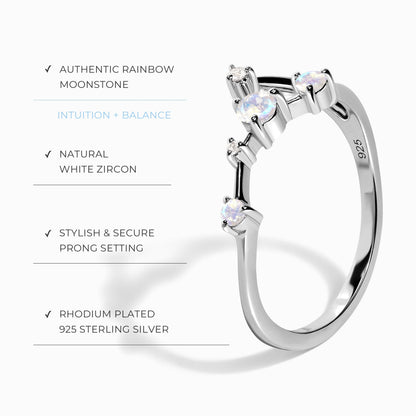 Bague en pierre de lune - Constellation du Cancer