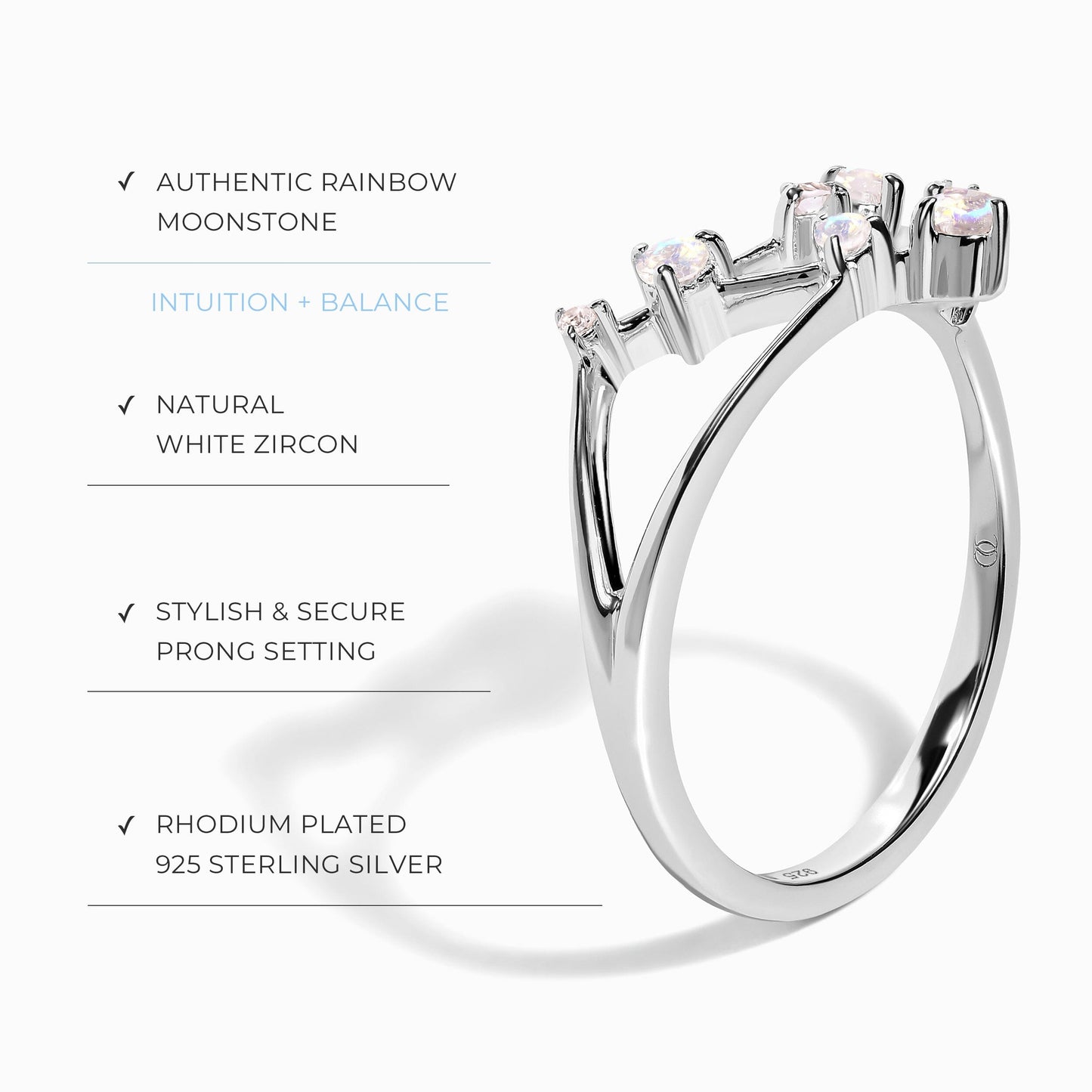 Bague en pierre de lune - Constellation du Capricorne