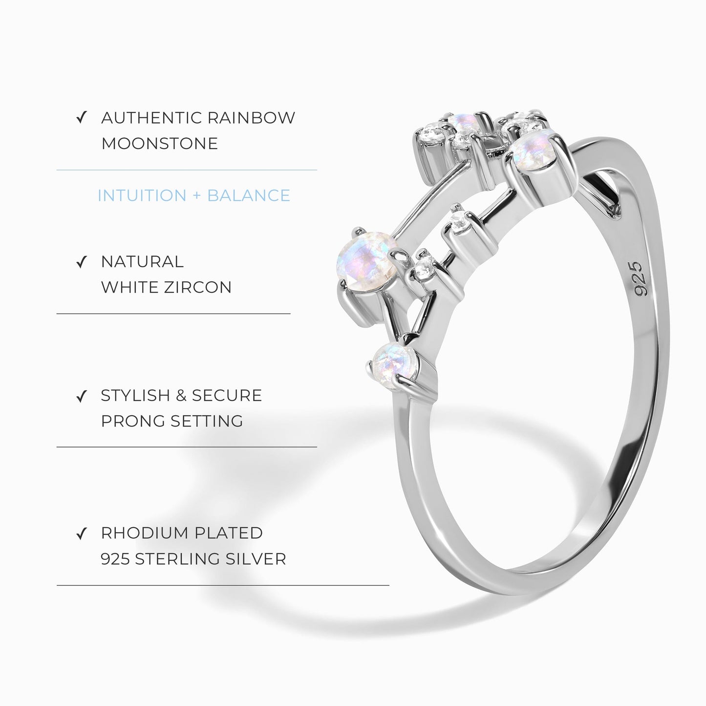 Bague en pierre de lune - Constellation du Lion