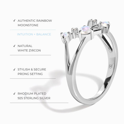 Bague en pierre de lune - Constellation du zodiaque Balance