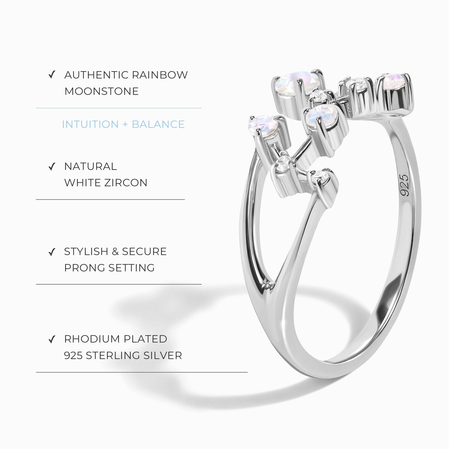 Bague en pierre de lune - Constellation du Scorpion