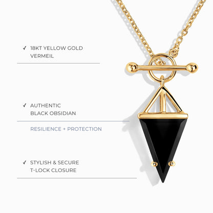 Collier en obsidienne noire - Héroïne T Lock