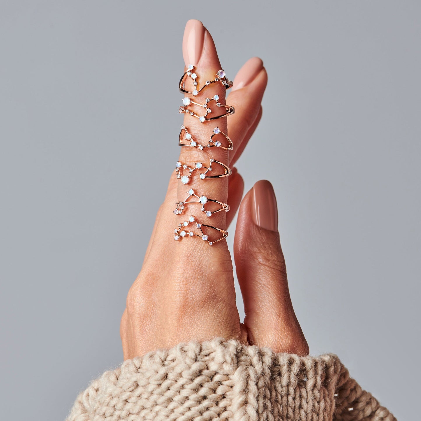 Bague en pierre de lune - Constellation du zodiaque Poissons