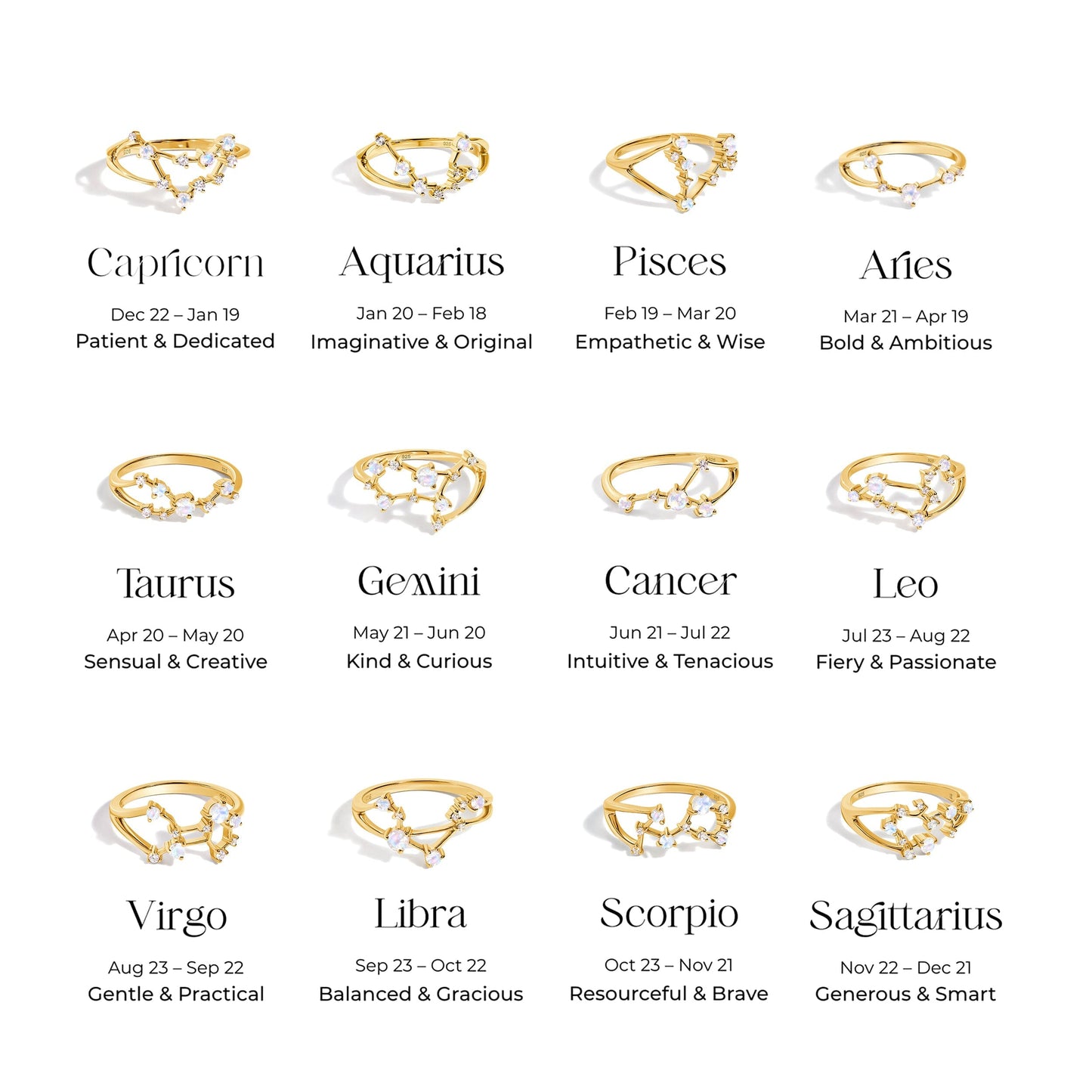 Bague en pierre de lune - Constellation du Cancer