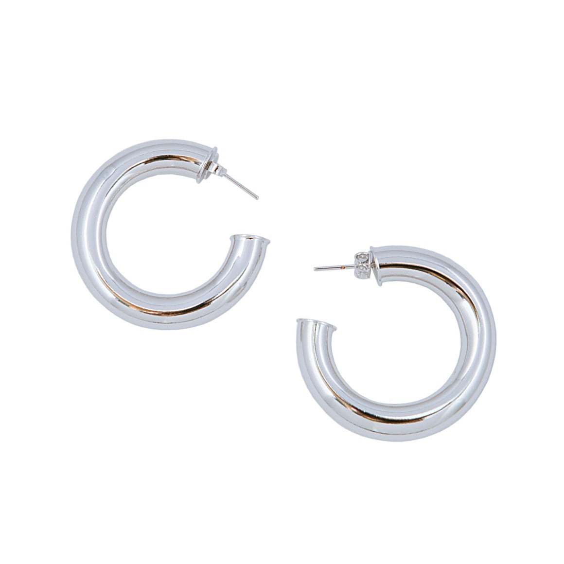 Rhodium Tubular Hoops 1.25"