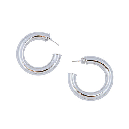 Rhodium Tubular Hoops 1.25"