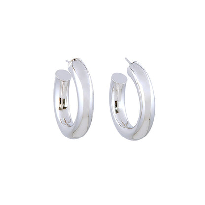 Rhodium Tubular Hoops 1.25"
