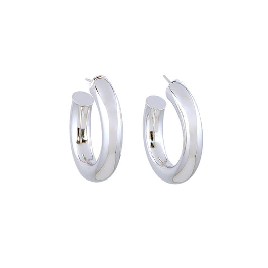 Rhodium Tubular Hoops 1.25"