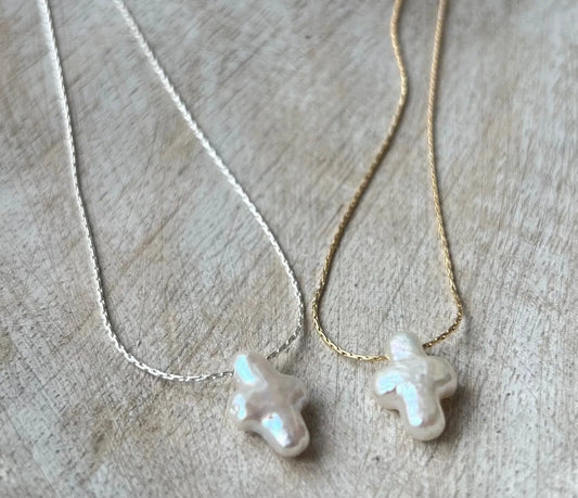 Freshwater Pearl Cross Necklace Starymagic