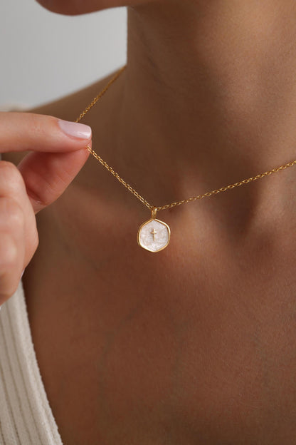 Gold Enamel Mini Cross Women Necklace