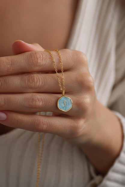Gold Enamel Mini Cross Women Necklace