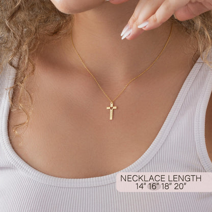Engraved Cross Necklace with Heart – Personalized Faith Necklace Christmas Gifts for Her