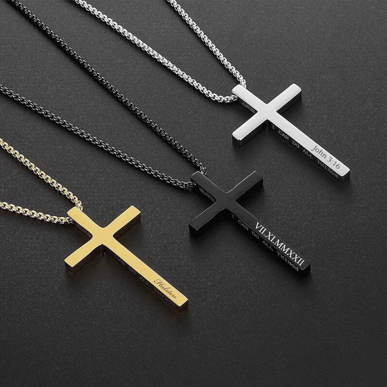 Personalized Men Women Boys Girls Christian Catholic Pendant Baptism Confirmation Birthday Gift for Him Her Custom Engraved