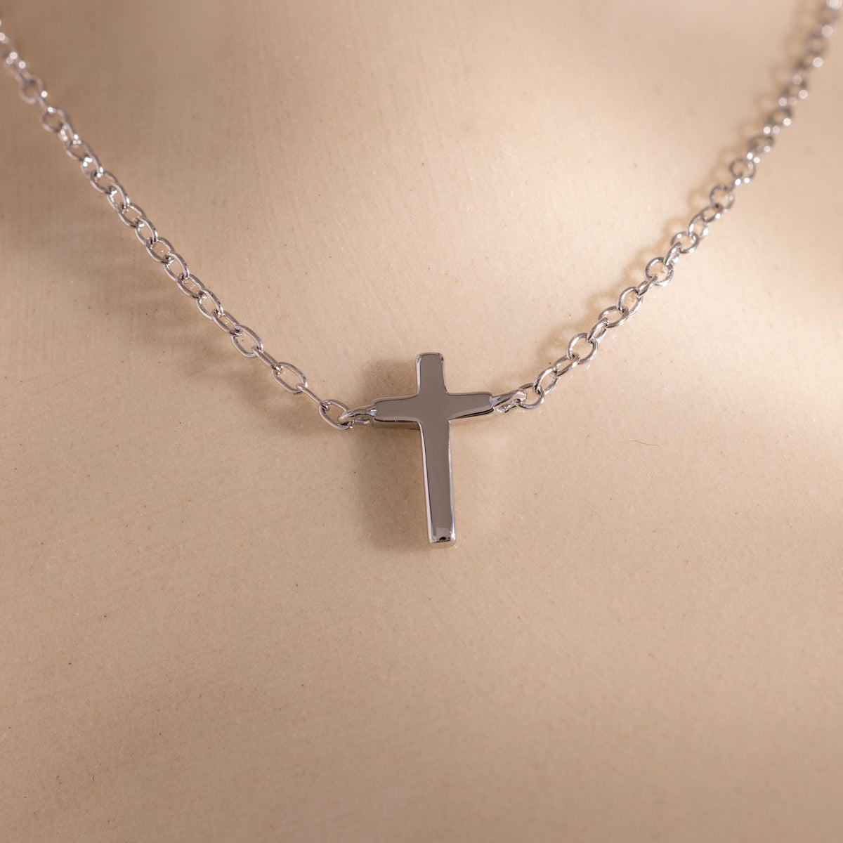 Dainty Tiny Silver Cross Charm Women Necklace