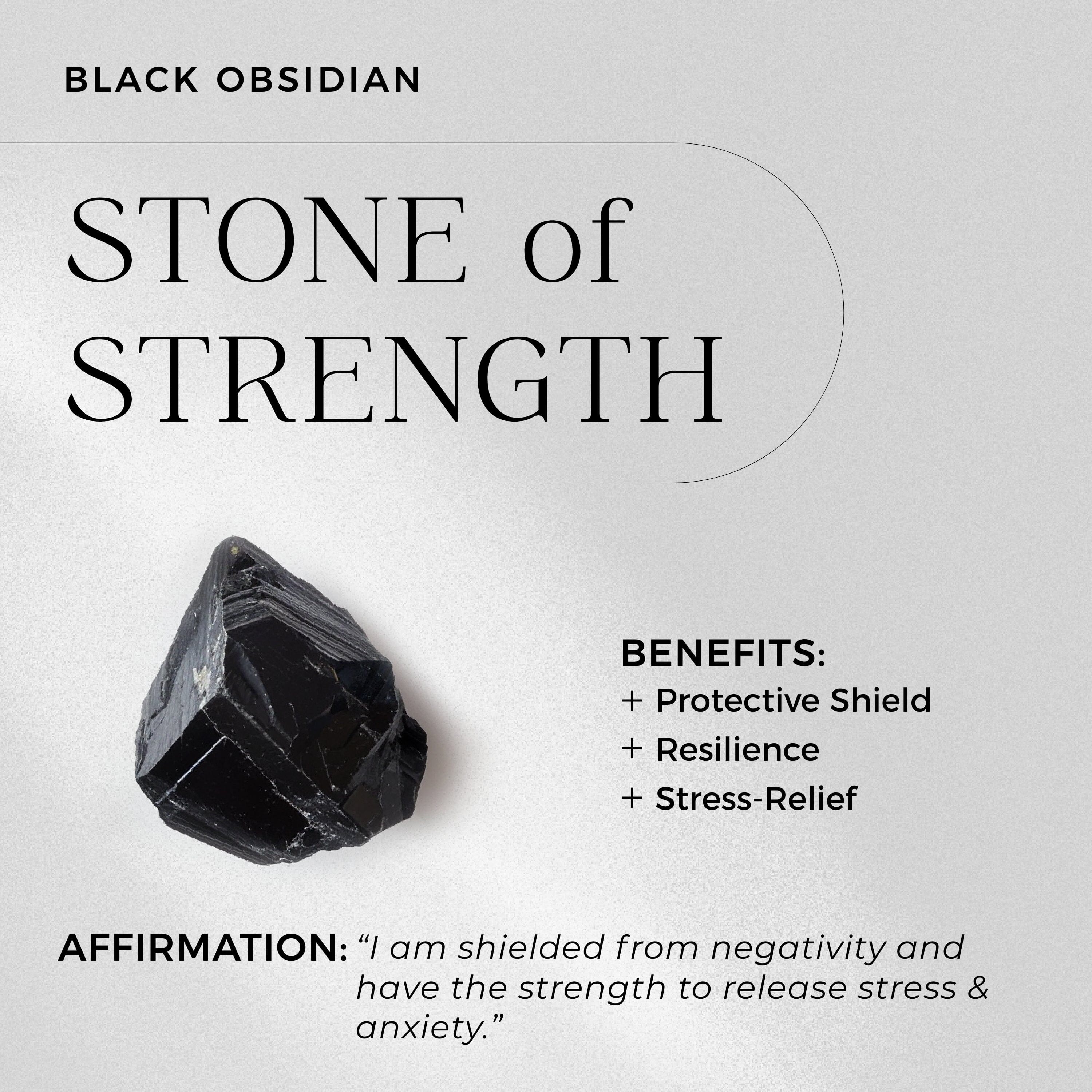 Black Obsidian Bracelet Stack - Flowing Strength