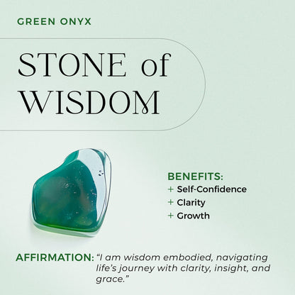 Bague ajustable en onyx vert Flourish – Pierre de naissance de mai