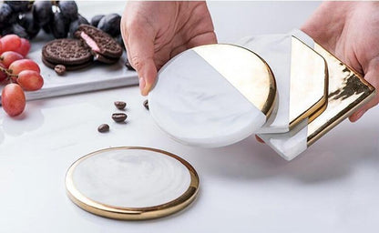 Dessous de verre en marbre blanc