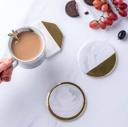 Dessous de verre en marbre blanc
