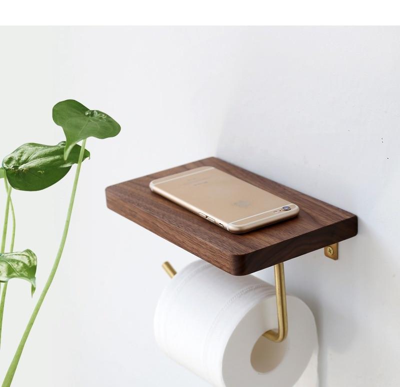 Nordic Style Wood and Brass Tissue Paper Roll Holder