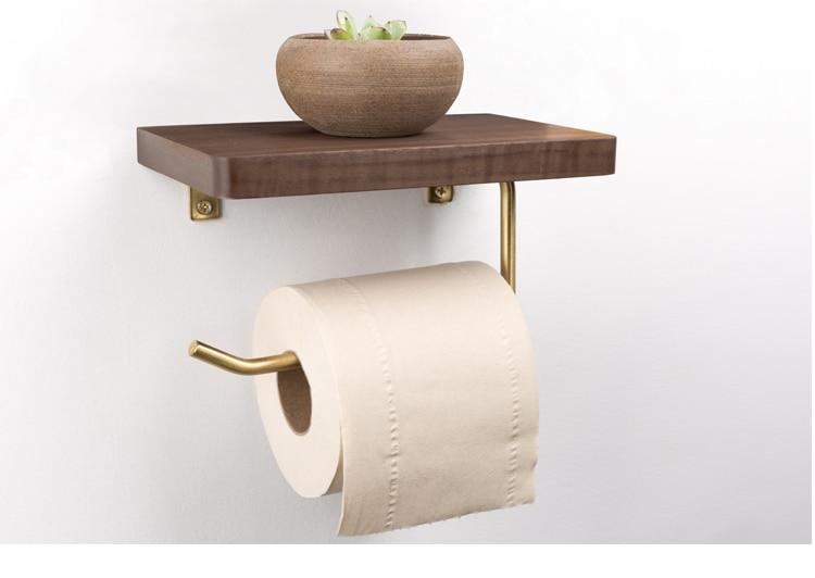 Nordic Style Wood and Brass Tissue Paper Roll Holder