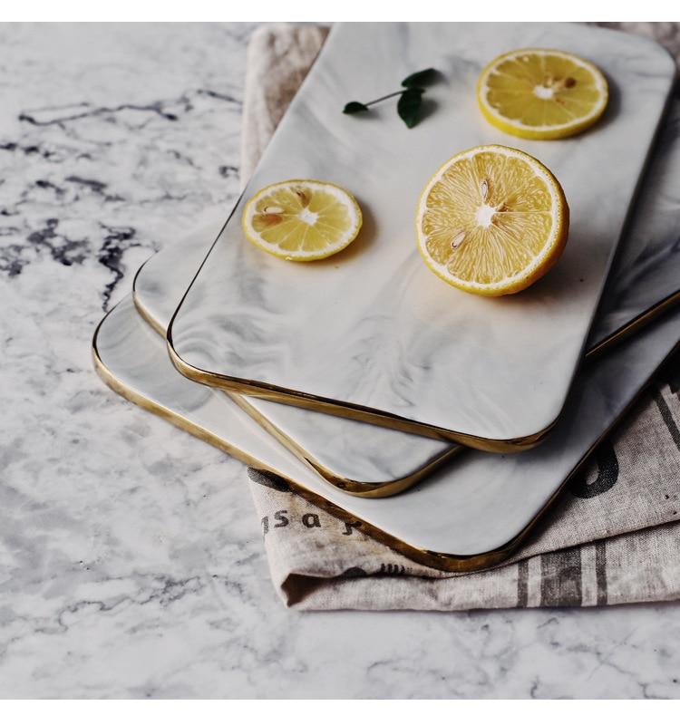 Gold Rim Marble Cutting Board