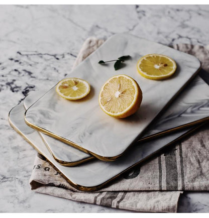 Gold Rim Marble Cutting Board