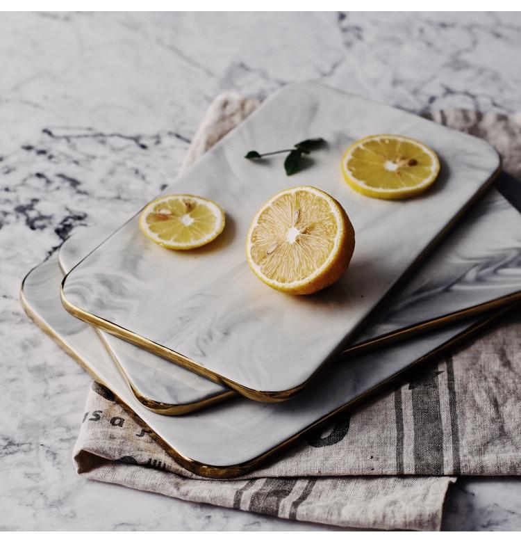 Gold Rim Marble Cutting Board