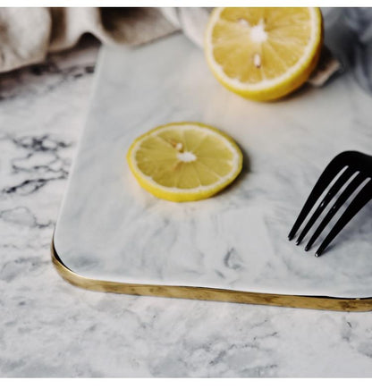 Gold Rim Marble Cutting Board