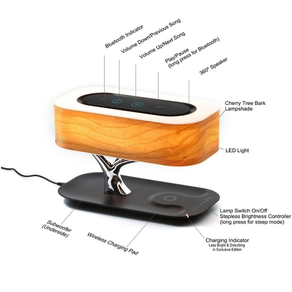 Light of Life | Minimalist Lamp with Wireless Bluetooth Speaker and Charger