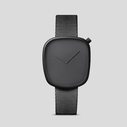 Montre minimaliste oblongue | Bracelet milanais en métal