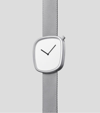 Montre minimaliste oblongue | Bracelet milanais en métal