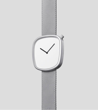 Montre minimaliste oblongue | Bracelet milanais en métal