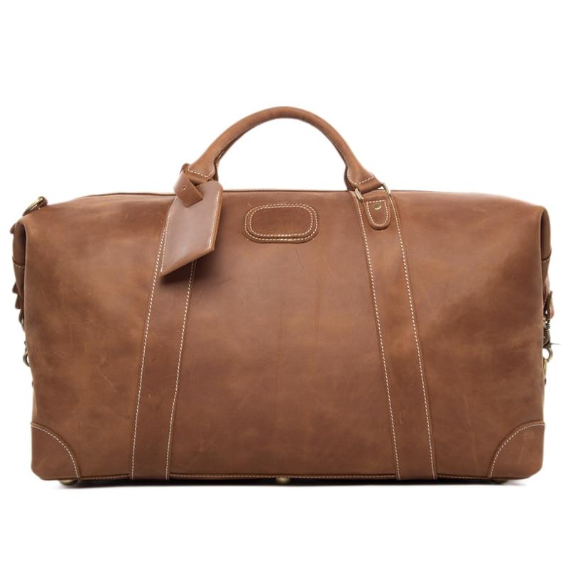 Sac de voyage en cuir véritable de style vintage, grande capacité | Sac de voyage en cuir