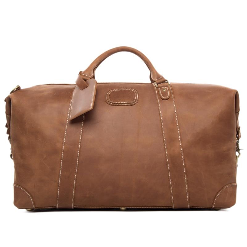 Vintage Style Genuine Leather Large Capacity Duffel Bag | Leather Travel Bag