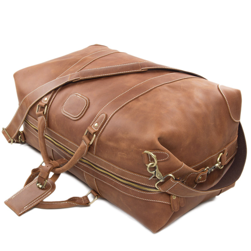 Sac de voyage en cuir véritable de style vintage, grande capacité | Sac de voyage en cuir
