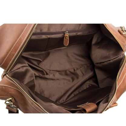 Sac de voyage en cuir véritable de style vintage, grande capacité | Sac de voyage en cuir