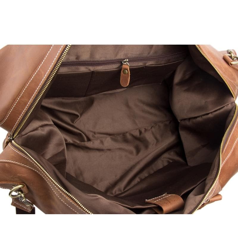 Vintage Style Genuine Leather Large Capacity Duffel Bag | Leather Travel Bag