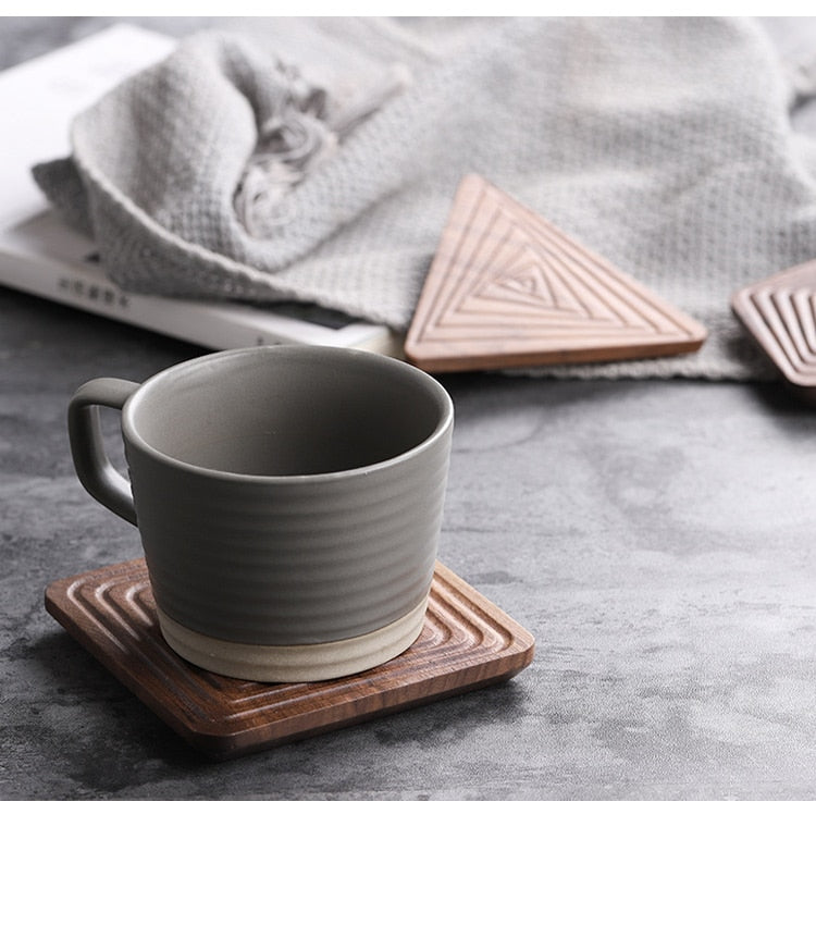 Walnut Wood Geometric Coasters