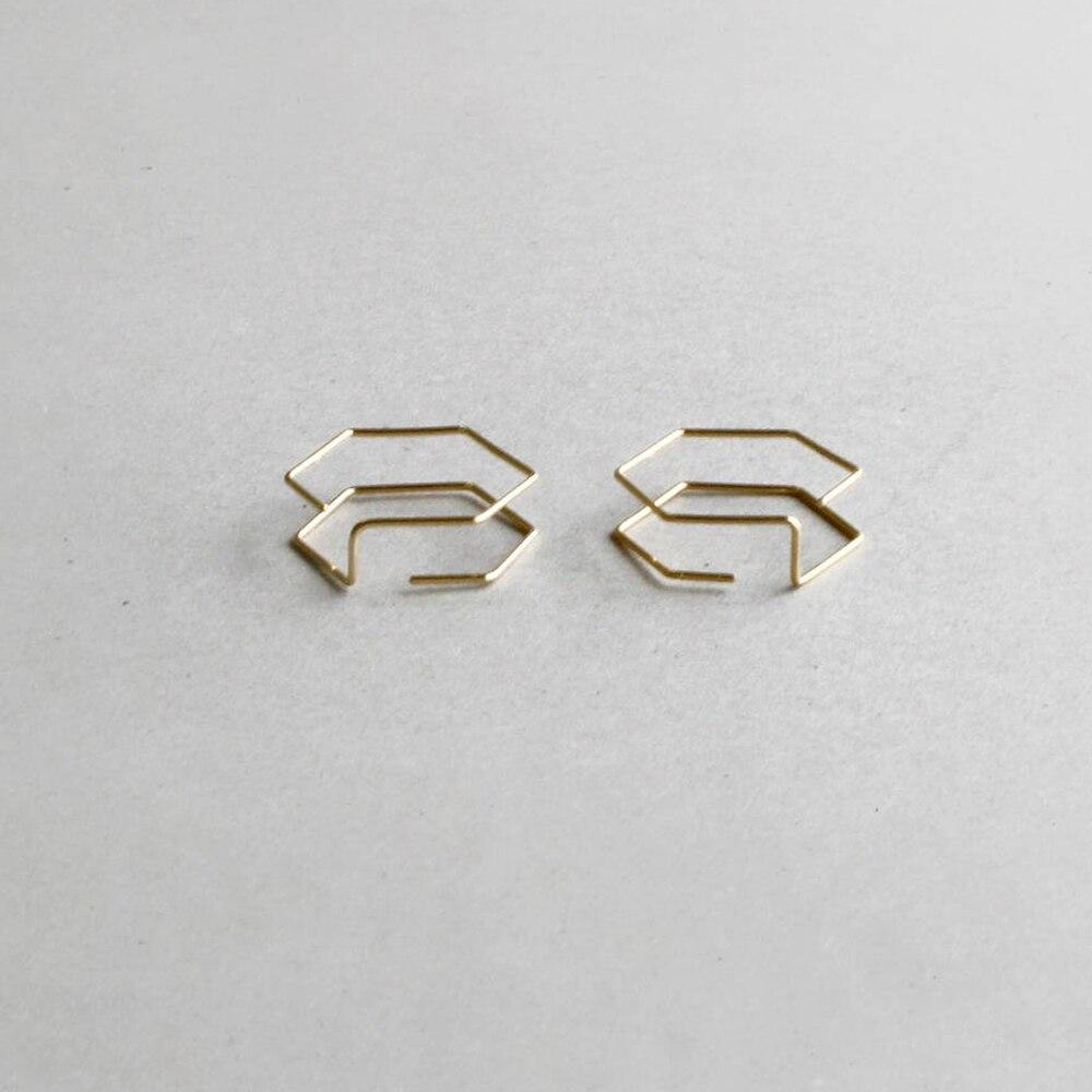 Boucles d'oreilles minimalistes à double hexagone faites à la main