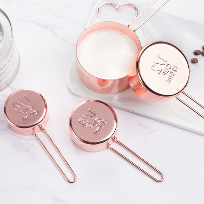 Lot de 4 cuillères à mesurer de cuisine en acier inoxydable or rose