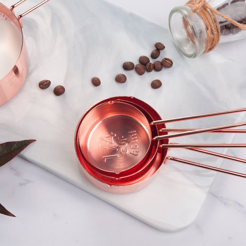 4 Pcs/Set Rose Gold Stainless Steel Kitchen Measuring Scoops