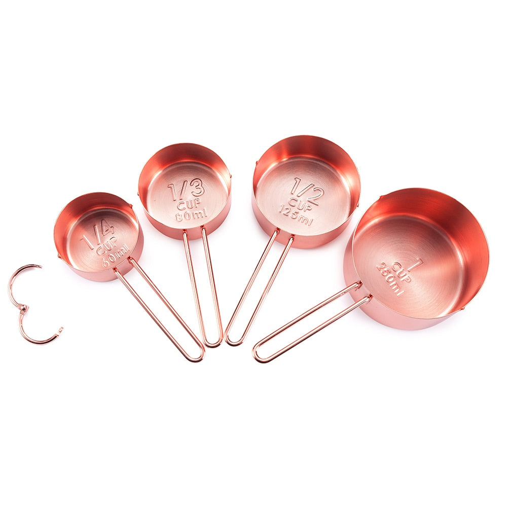 4 Pcs/Set Rose Gold Stainless Steel Kitchen Measuring Scoops