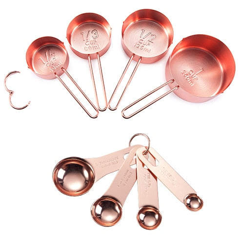 4 Pcs/Set Rose Gold Stainless Steel Kitchen Measuring Scoops