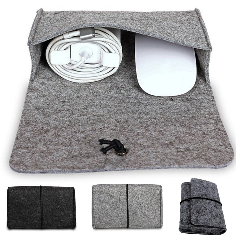 Sac de rangement en feutre pour chargeur de souris et câble USB