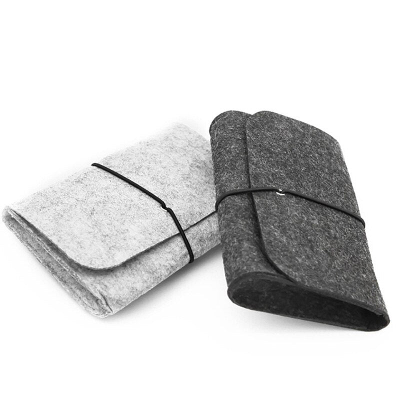 Felt Mouse Charger USB Cable Storage Bag